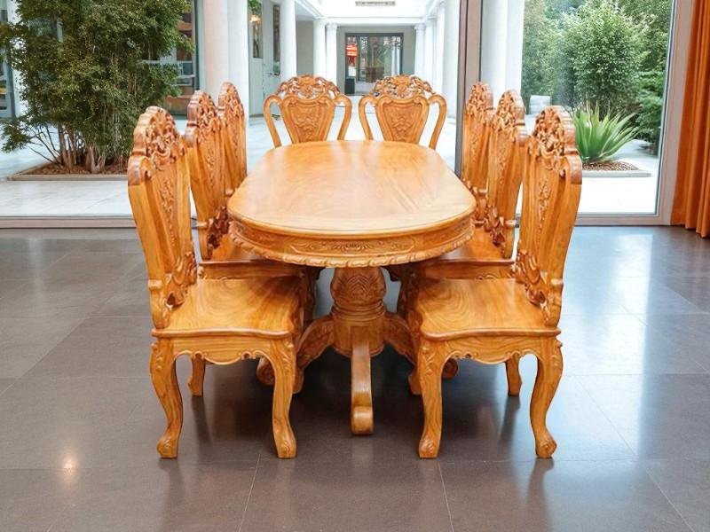 Bàn ăn gỗ sồi 6 ghế giá rẻ TPHCM bền đẹp cho gia đình 6 Bàn ăn gỗ sồi 6 ghế