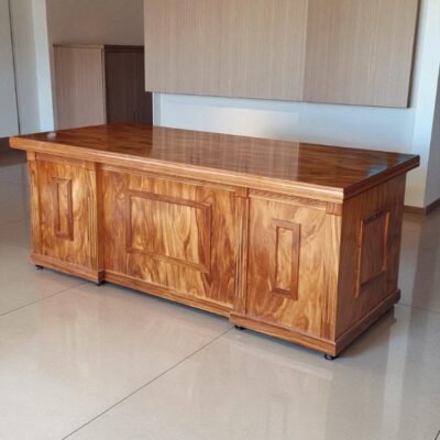 Bàn làm việc gỗ tự nhiên MS 3255 Bàn làm việc gỗ tự nhiên vân hương xám