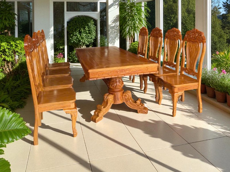 Bộ bàn ăn 8 ghế gỗ gõ đỏ sang trọng cho gia đình 5 Bộ bàn ăn 8 ghế gỗ gõ đỏ