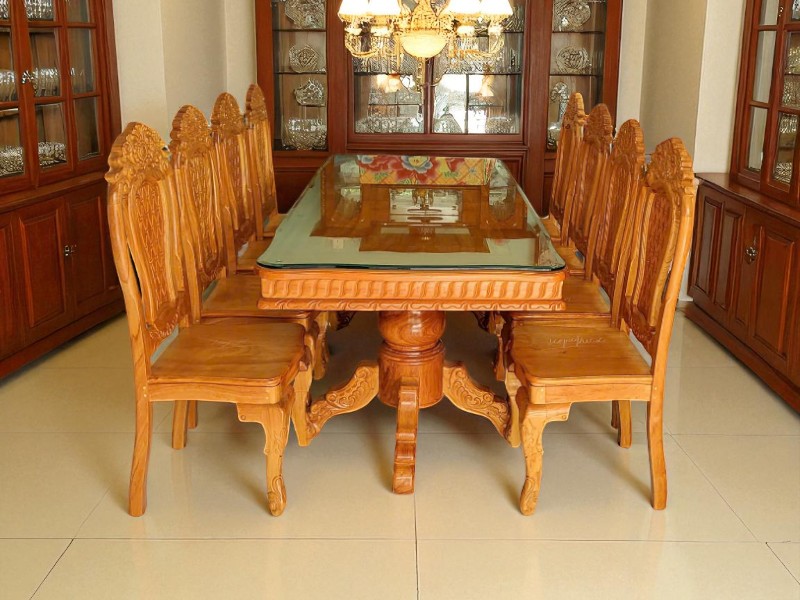 Bộ bàn ăn 8 ghế gỗ gõ đỏ sang trọng cho gia đình 4 Bộ bàn ăn 8 ghế gỗ gõ đỏ