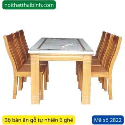 Bộ bàn ăn gỗ mặt đá 6 ghế MS 2822