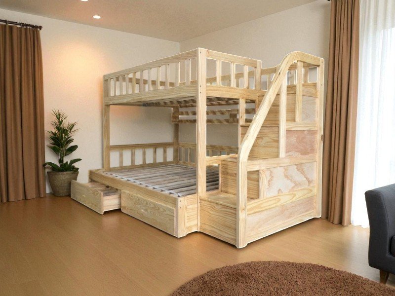 Giường gỗ 2 tầng người lớn chắc chắn bền đẹp 4 Giường gỗ 2 tầng người lớn