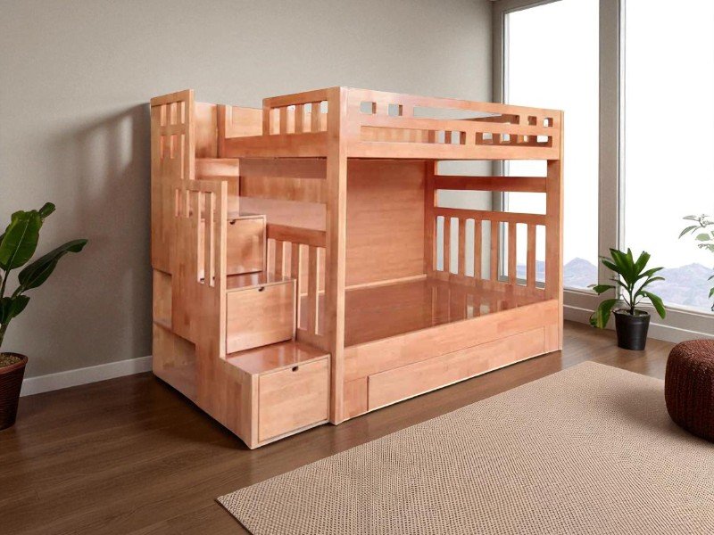 Giường gỗ 2 tầng người lớn chắc chắn bền đẹp 3 Giường gỗ 2 tầng người lớn