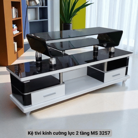 Kệ tivi kính cường lực 2 tầng MS 3257