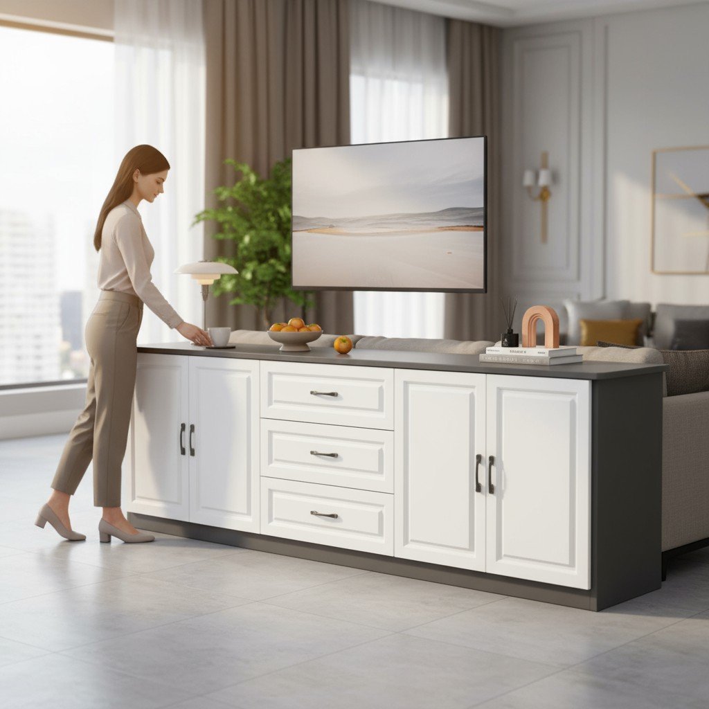 Kệ tivi phòng khách đẹp hiện đại bằng gỗ tự nhiên màu nâu sang trọng cho không gian sống