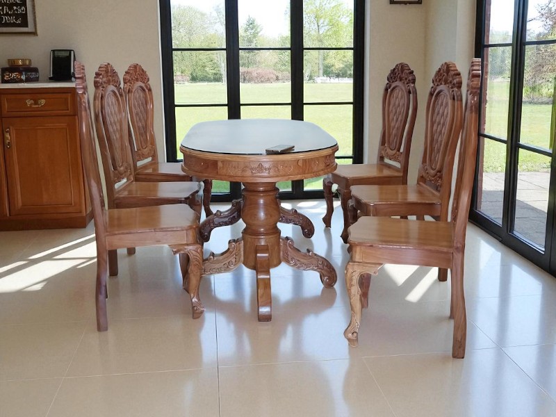 Mẫu bàn tròn gỗ đẹp tiện lợi cho không gian bếp 6 Mẫu bàn tròn gỗ đẹp
