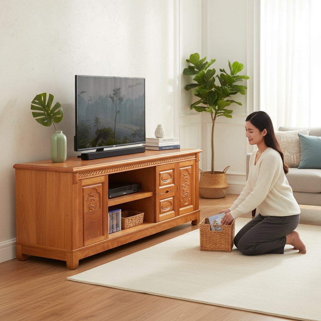 Mẫu kệ tivi đơn giản treo tường tiết kiệm không gian cho căn hộ chung cư