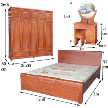Trọn bộ phòng ngủ gỗ tự nhiên MS 3259 Trọn bộ phòng ngủ gỗ tự nhiên cao cấp