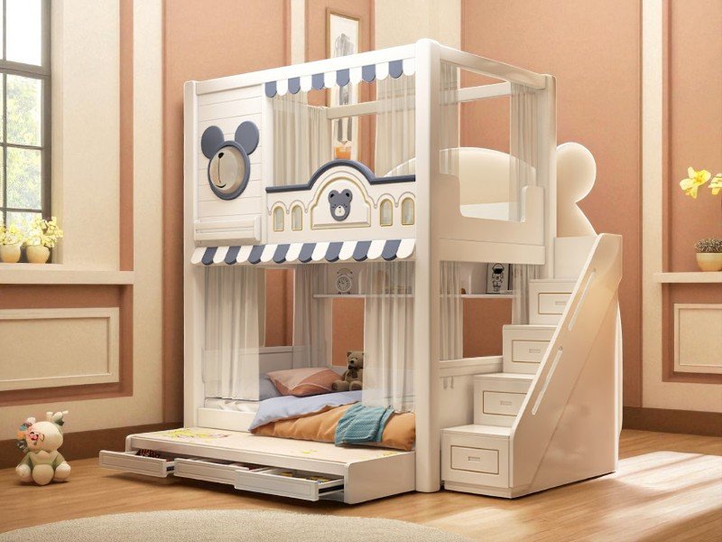Giường 2 Tầng Có Bàn Học Thông Minh Cho Phòng Ngủ Hiện Đại 15 Giường 2 tầng có bàn học