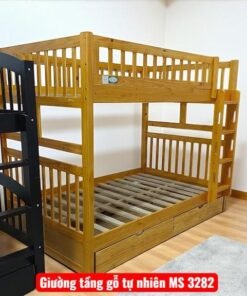 Giường tầng gỗ 2 tầng đa năng có hộc tủ