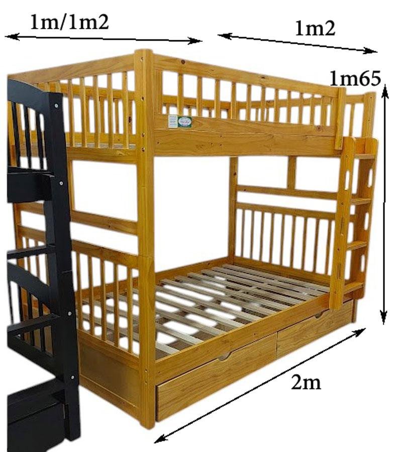 Giường tầng gỗ 2 tầng đa năng có hộc tủ