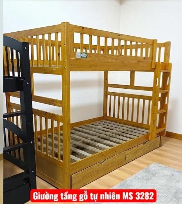 Địa Chỉ Mua Giường Tầng Thông Minh Uy Tín Tại TPHCM Giường tầng gỗ thông tự nhiên MS 3282