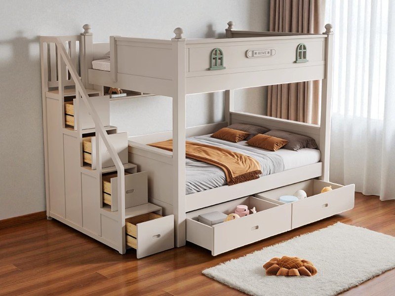 6 mẫu giường tầng màu hồng có cầu trượt đẹp cho bé gái 15 Giường tầng màu hồng có cầu trượt