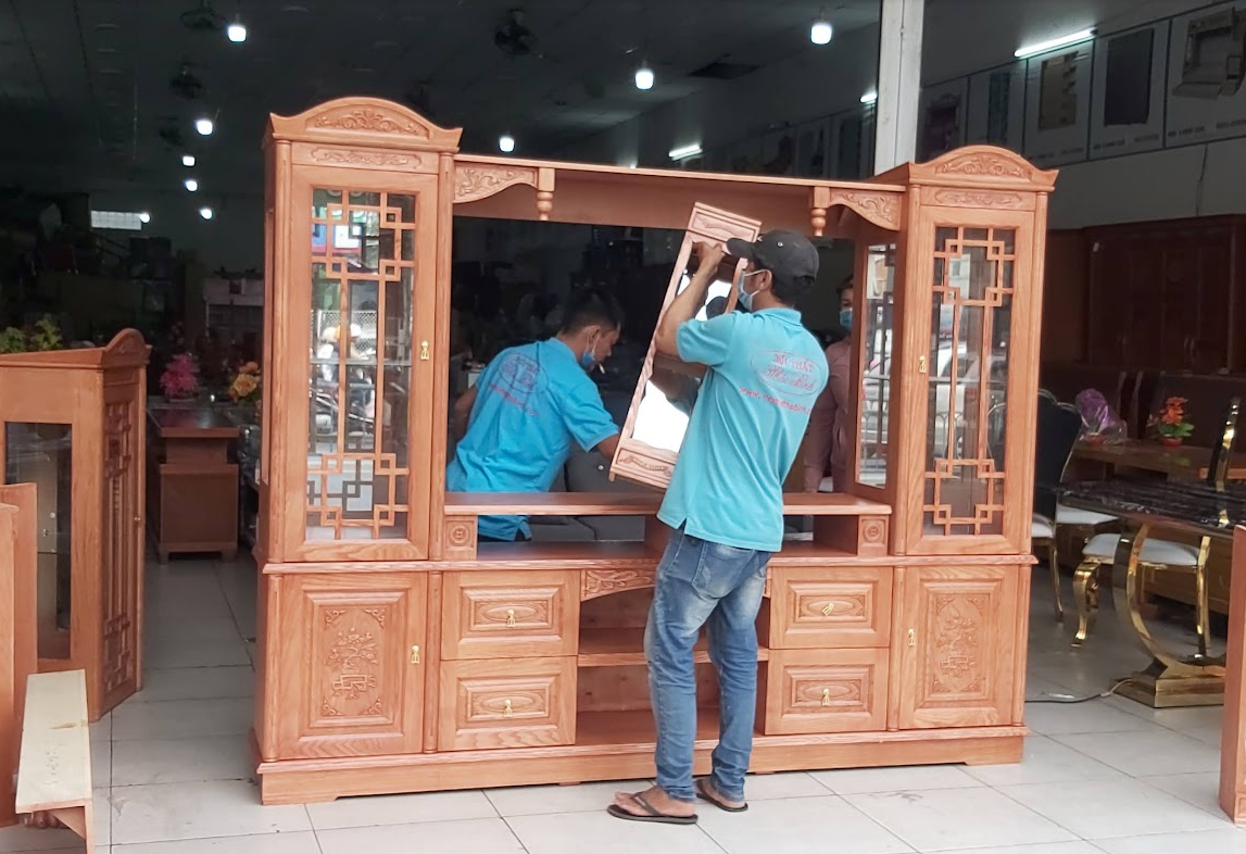 Kệ tivi gỗ kết hợp tủ trang trí