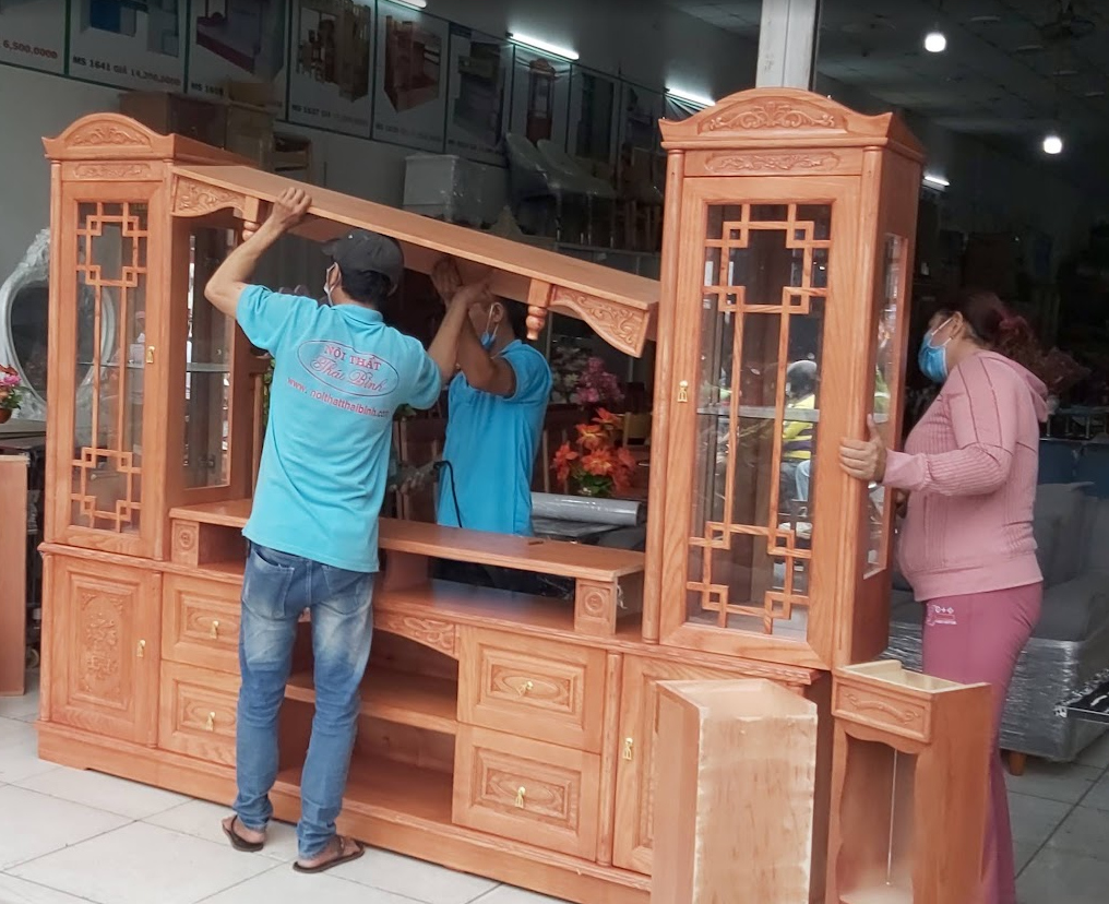 Kệ tivi gỗ kết hợp tủ trang trí