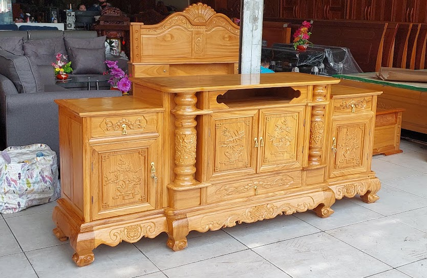 Kệ Tivi Gỗ Xoan Đào 2m4 Sang Trọng Hiện Đại 12 Kệ tivi gỗ xoan đào 2m4