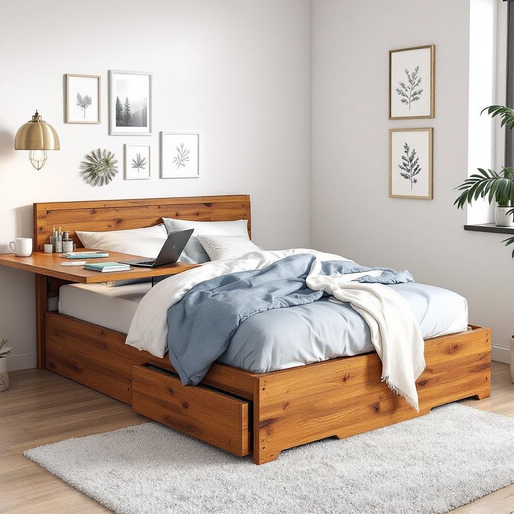 6 tiện ích nổi bật của giường ngủ thông minh tích hợp bàn làm việc 8 Tiện ích 2 kết hợp giường và bàn làm việc tiện lợi 2 trong 1