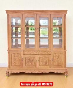 Tủ rượu gỗ gõ đỏ 4 cửa