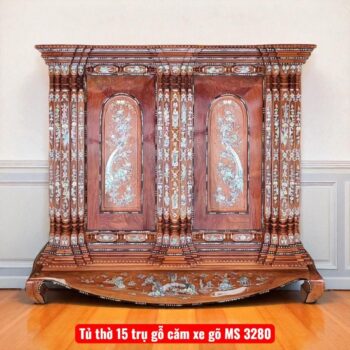 Tủ thờ 15 trụ gỗ căm xe gõ