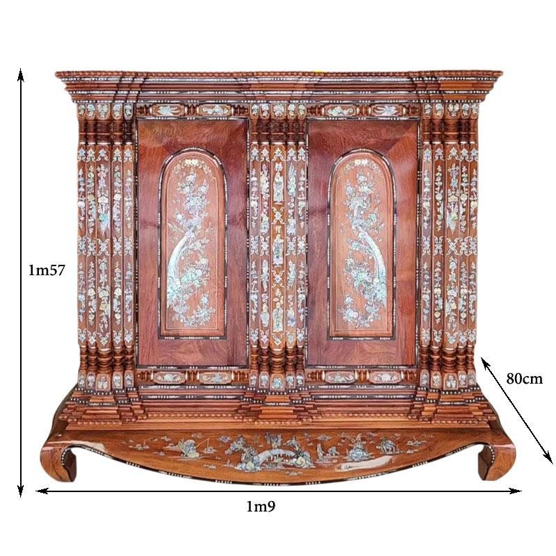 Tủ thờ 15 trụ gỗ căm xe gõ