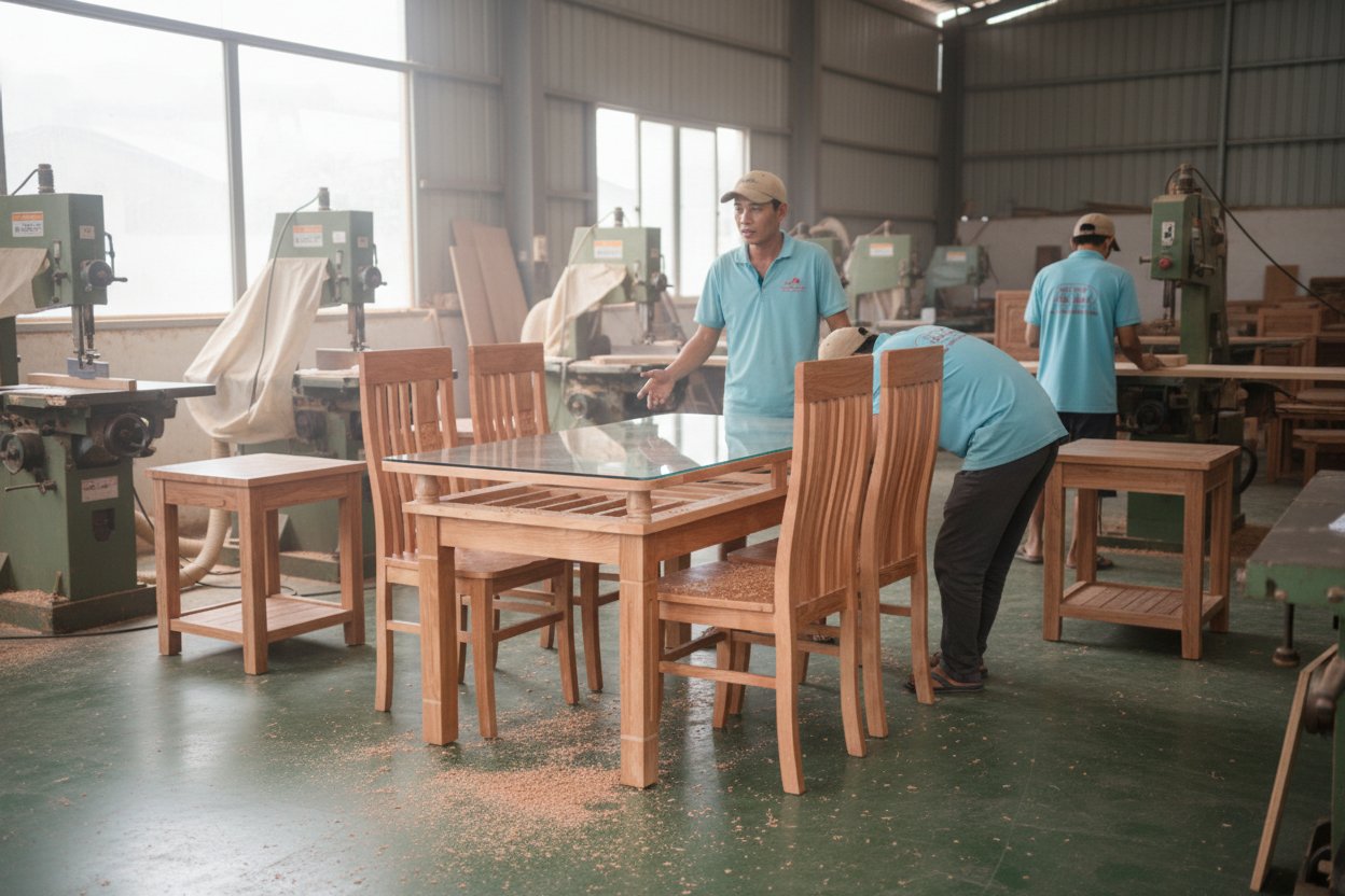 Bộ bàn ăn gỗ xoan đào 6 ghế