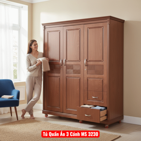 Thiết kế nội thất bên trong tủ quần áo 3 cánh gỗ công nghiệp