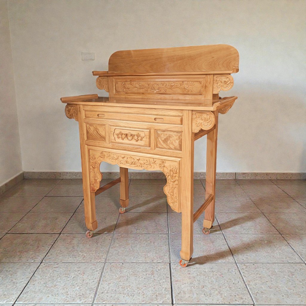 Bàn cúng 2 tầng gỗ gõ đỏ MS 3309 10 Bàn cúng 2 tầng gỗ gõ đỏ cao cấp