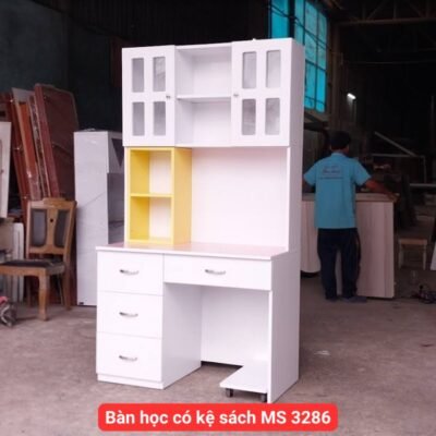 Bàn học kèm kệ sách
