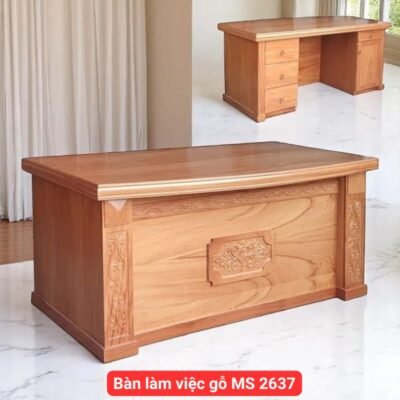 Bàn làm việc gỗ tự nhiên vân gõ