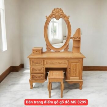 Bàn trang điểm gỗ gõ đỏ tự nhiên
