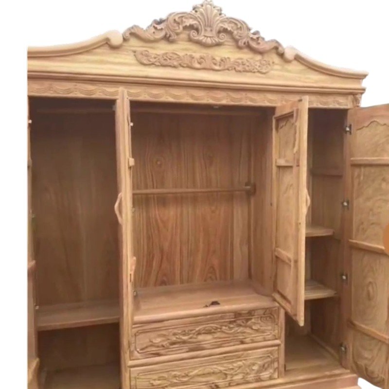 Tủ quần áo gỗ gõ đỏ MS 3298 9 Bên trong tủ quần áo gỗ gõ đỏ kích thước 2m2 rộng rãi