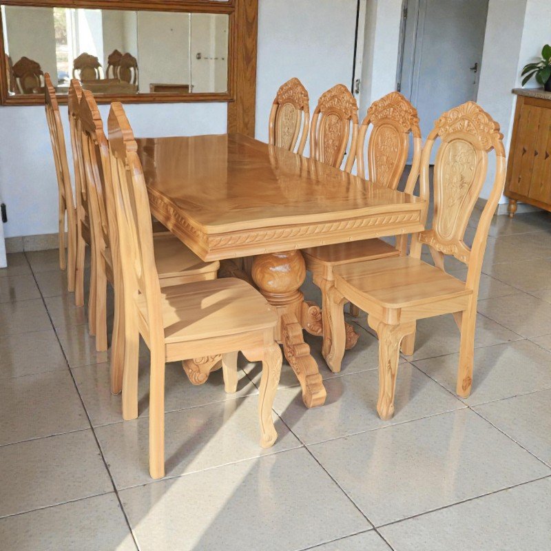 Bộ bàn ăn 8 ghế gỗ gõ đỏ MS 3308 6 Bộ bàn ăn 8 ghế gỗ gõ đỏ cho phòng ăn rộng