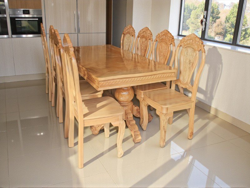 Bộ bàn ăn 8 ghế gỗ gõ đỏ MS 3308 4 Bộ bàn ăn 8 ghế gỗ gõ đỏ