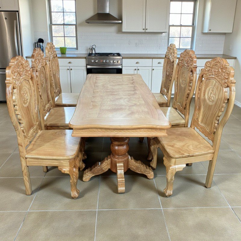 Bộ bàn ăn gỗ gõ đỏ 6 ghế MS 3306 6 Bộ bàn ăn gỗ gõ đỏ 6 ghế