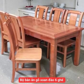 Bộ bàn ăn gỗ xoan đào 6 ghế
