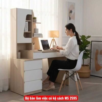 Bộ bàn làm việc có kệ sách MS 2595