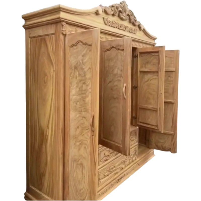 Tủ quần áo gỗ gõ đỏ MS 3298 10 Cận cảnh vân gỗ gõ đỏ tự nhiên của tủ quần áo 2m2