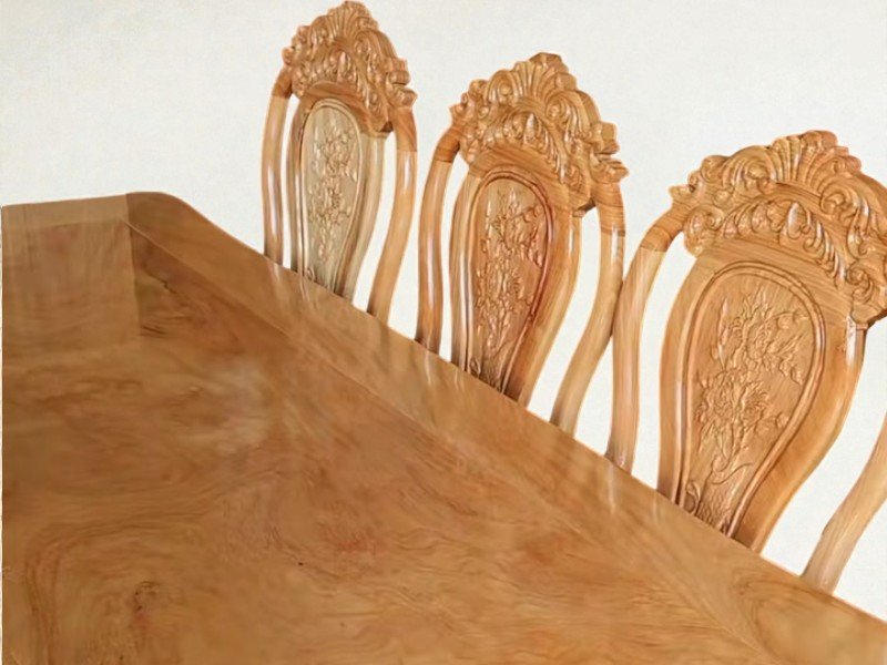 Chi tiết bộ bàn ăn 8 ghế gỗ gõ đỏ tự nhiên cao cấp Chi tiết bộ bàn ăn 8 ghế gỗ gõ đỏ tự nhiên cao cấp