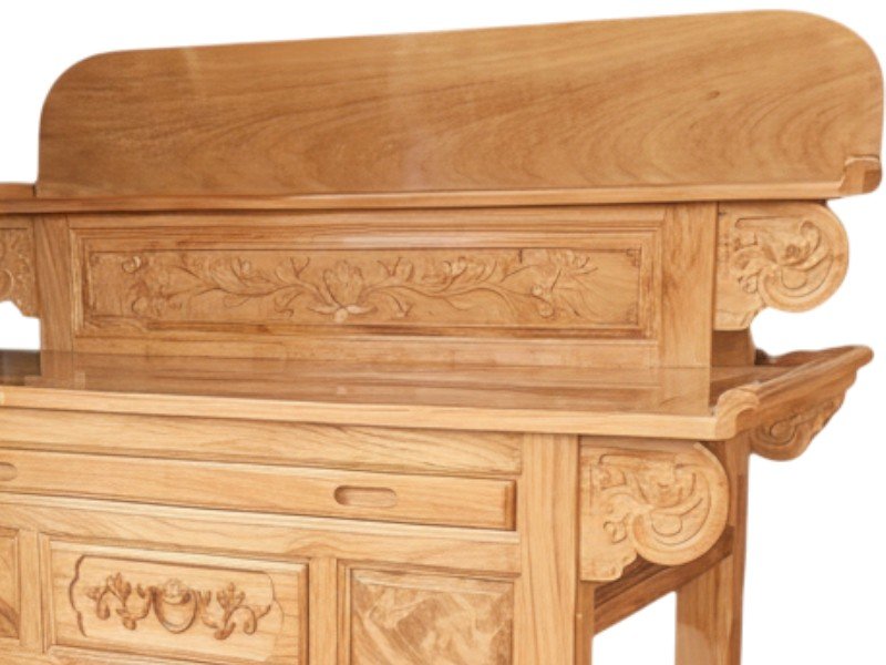 Bàn cúng 2 tầng gỗ gõ đỏ MS 3309 8 Chi tiết mặt bàn cúng 2 tầng chất liệu gỗ gõ đỏ