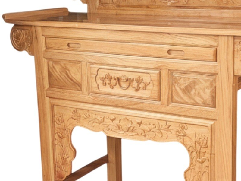 Bàn cúng 2 tầng gỗ gõ đỏ MS 3309 9 Chi tiết mặt bàn cúng 2 tầng chất liệu gỗ gõ đỏ