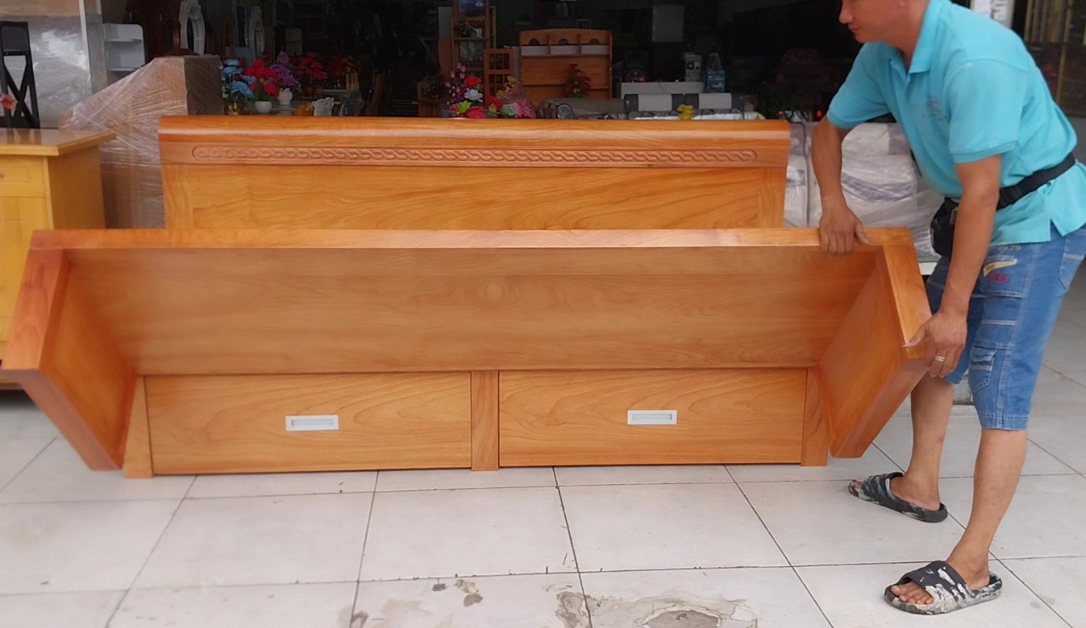 Giường gấp gỗ tự nhiên cao cấp MS 3290