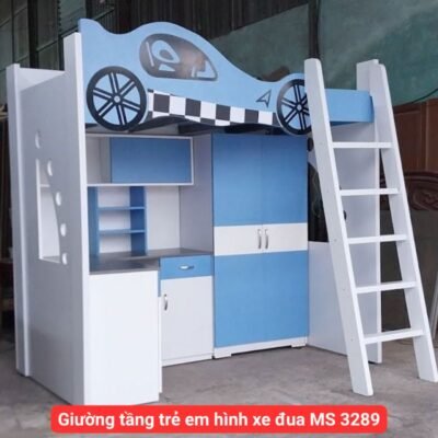 Giường tầng trẻ em thiết kế hình xe đua đẹp