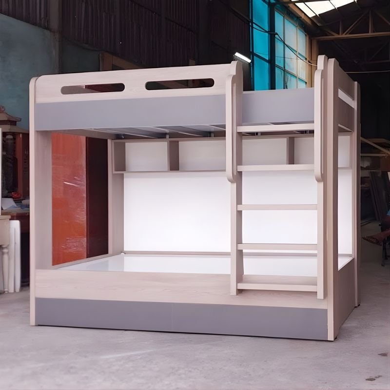 Mẫu giường tầng đẹp cho bé trai và bé gái màu xám trắng