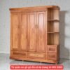 Tủ quần áo gỗ gõ đỏ có kệ trang trí MS 3303 2 Tủ quần áo gỗ gõ đỏ hiện đại
