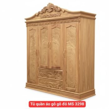 Tủ quần áo gỗ gõ đỏ kích thước 2m2