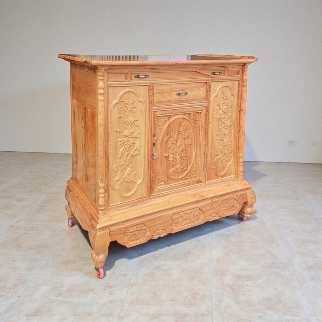 Tủ thờ gỗ gõ đỏ cao cấp MS 3310 9 Tủ thờ phòng thờ gỗ gõ đỏ tự nhiên bền bỉ