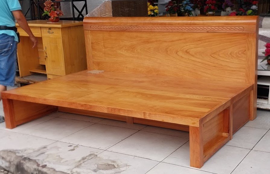 Giường ngủ gấp gỗ tự nhiên 2 trong 1 hiện đại