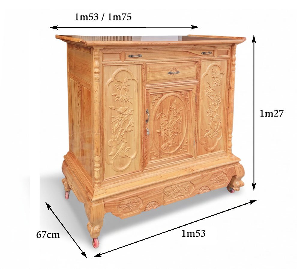 Tủ thờ gỗ gõ đỏ cao cấp MS 3310 7 Kích thước tủ thờ gỗ gõ đỏ 3310