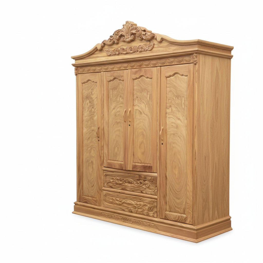 Tủ quần áo gỗ gõ đỏ MS 3298 11 Tủ quần áo gỗ gõ đỏ