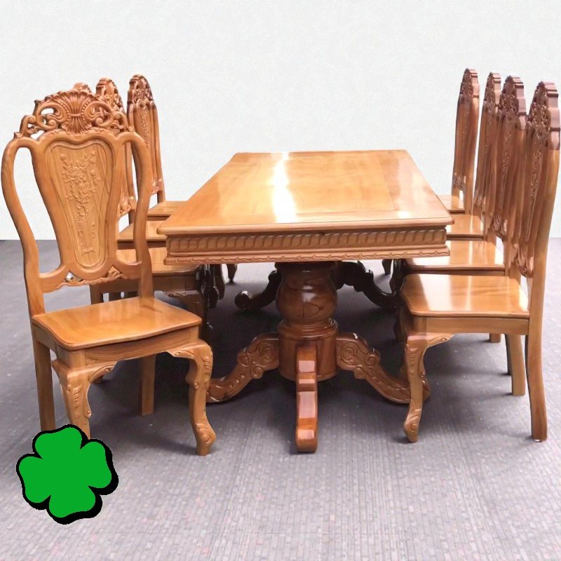 Bàn ăn gỗ gõ đỏ 8 ghế tự nhiên cao cấp